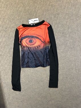 Kollyy Y2K Red Eyes Patchwo Top T Shirt